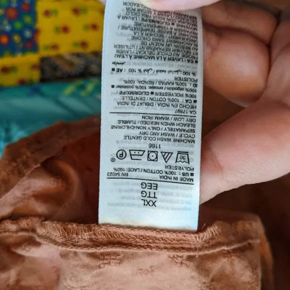 Old Navy Burnt Orange Textured Balloon Sleeve Blouse Sz XXL - Picture 8 of 8